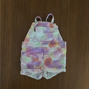Levi's Purple and Pink Tye Die Overalls Shortalls